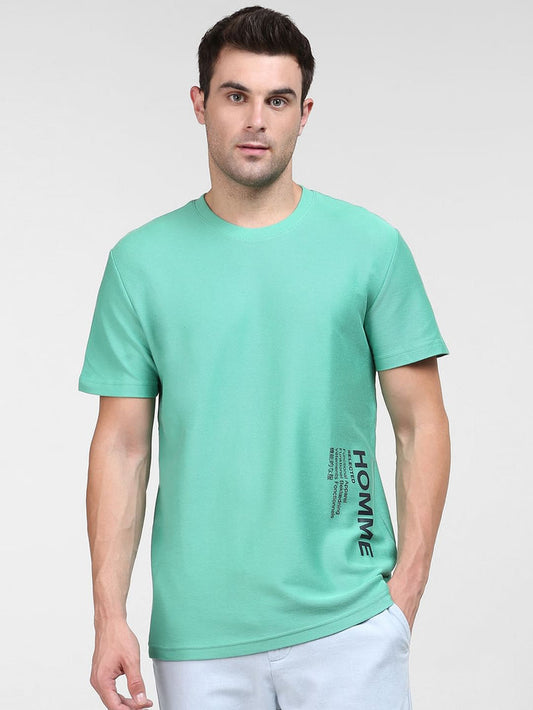 Green Logo Print Crew Neck T-Shirt