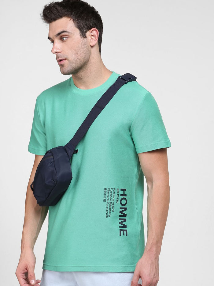 Green Logo Print Crew Neck T-Shirt