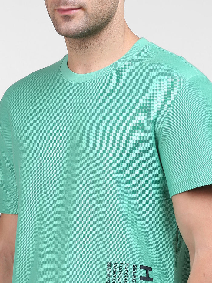 Green Logo Print Crew Neck T-Shirt
