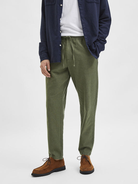 Green Mid Rise Organic Cotton Pants