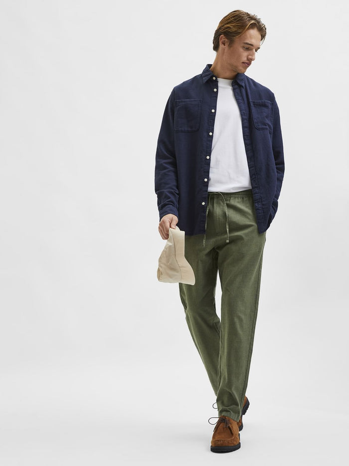 Green Mid Rise Organic Cotton Pants