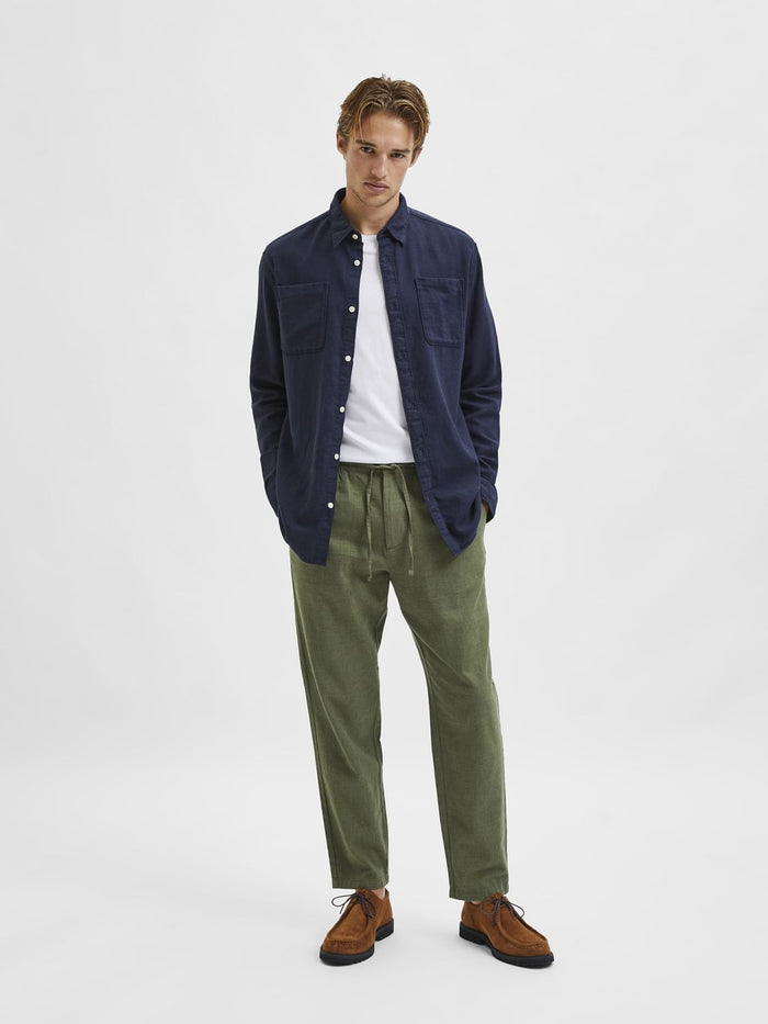 Green Mid Rise Organic Cotton Pants