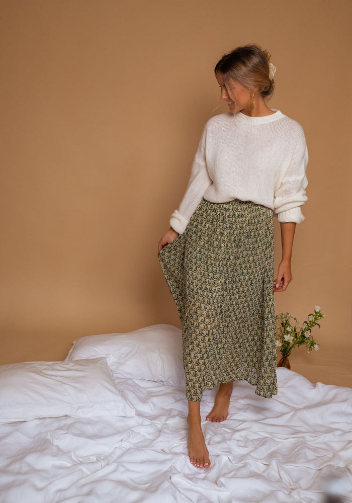 Green Moriane pleated skirt lurex detail