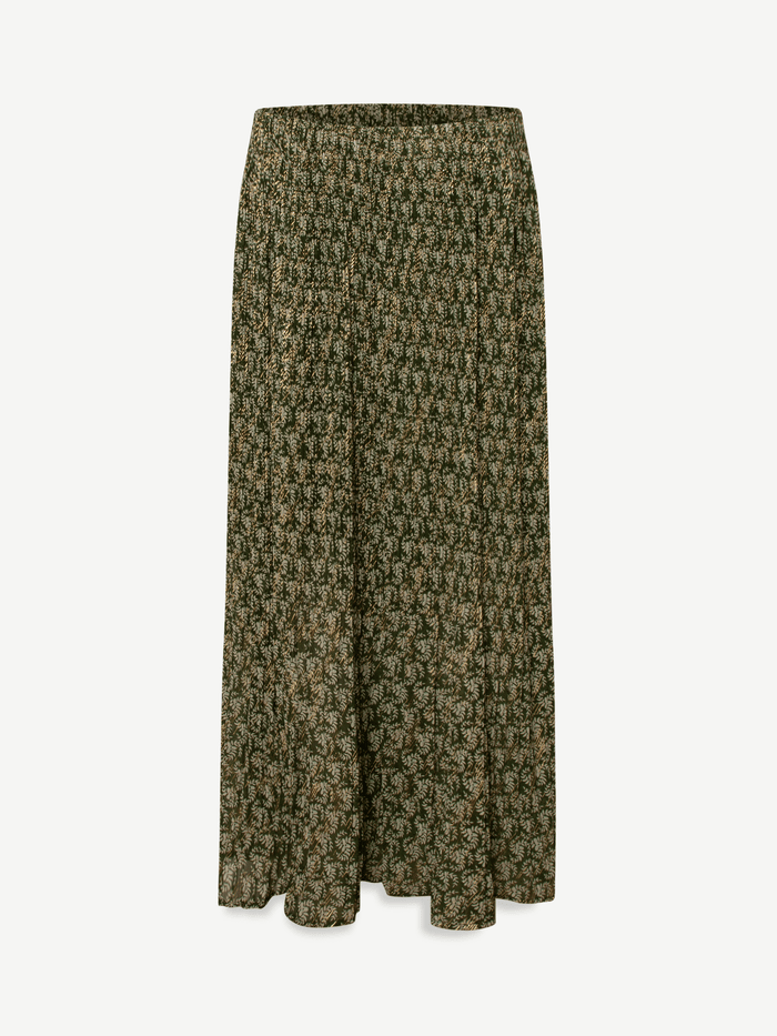 Green Moriane pleated skirt fabric detail