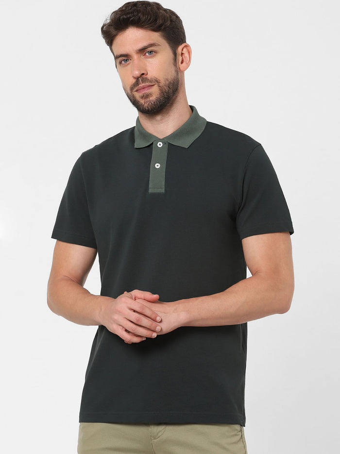 Green Organic Cotton Polo Neck T-Shirt