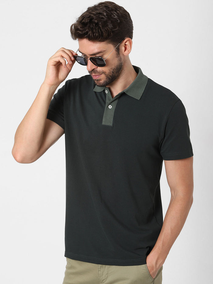 Green Organic Cotton Polo Neck T-Shirt