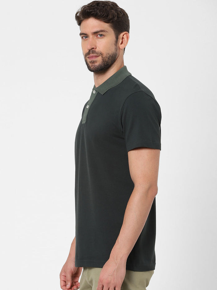 Green Organic Cotton Polo Neck T-Shirt