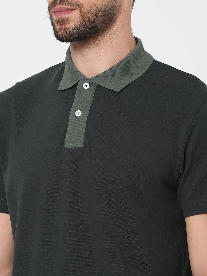 Green Organic Cotton Polo Neck T-Shirt