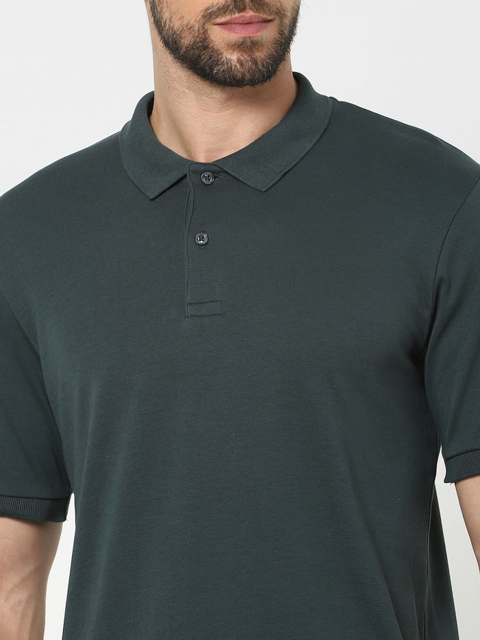 Green Organic Cotton Polo Neck T-Shirt