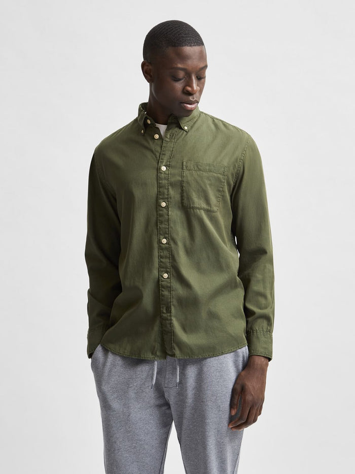 Green Solid Full Sleeves Shirt