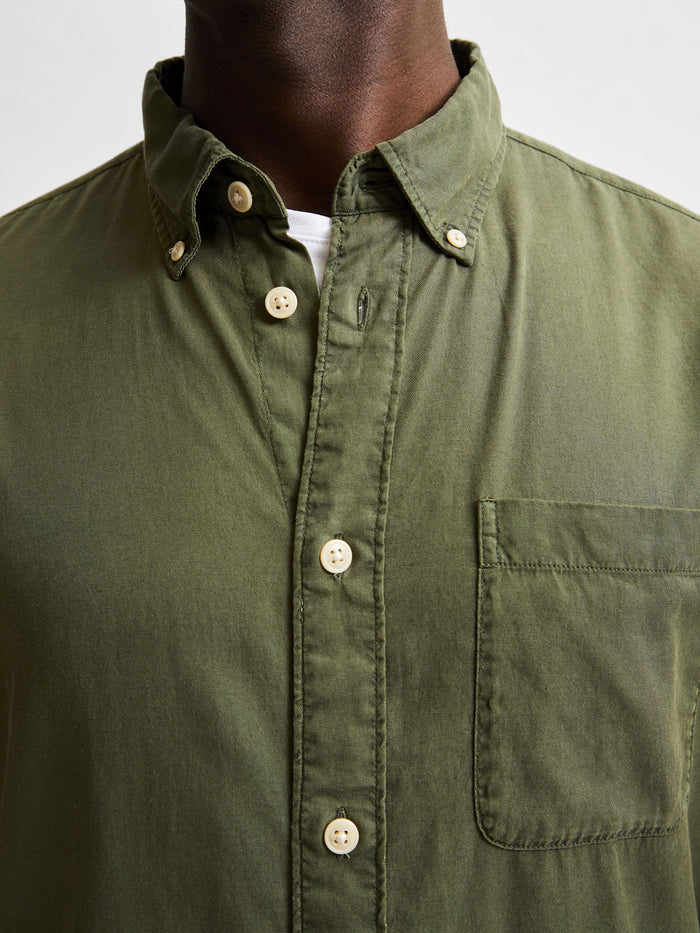 Green Solid Full Sleeves Shirt