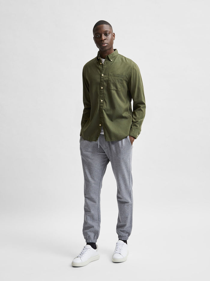 Green Solid Full Sleeves Shirt