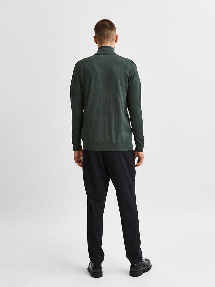 Green Turtleneck Zip Up Cardigan