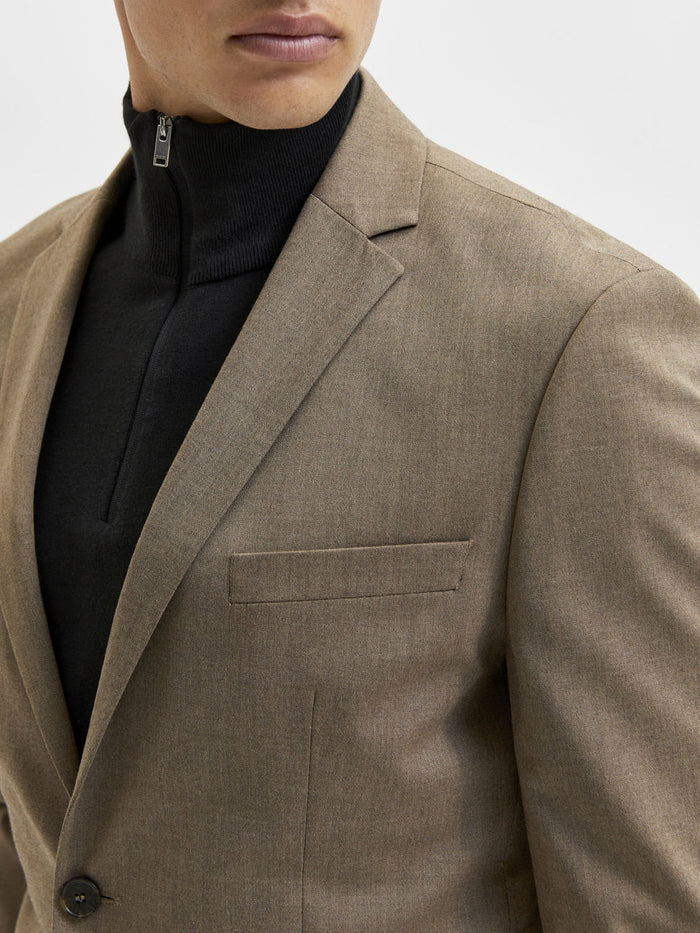 Greige Slim Fit Suit Blazer