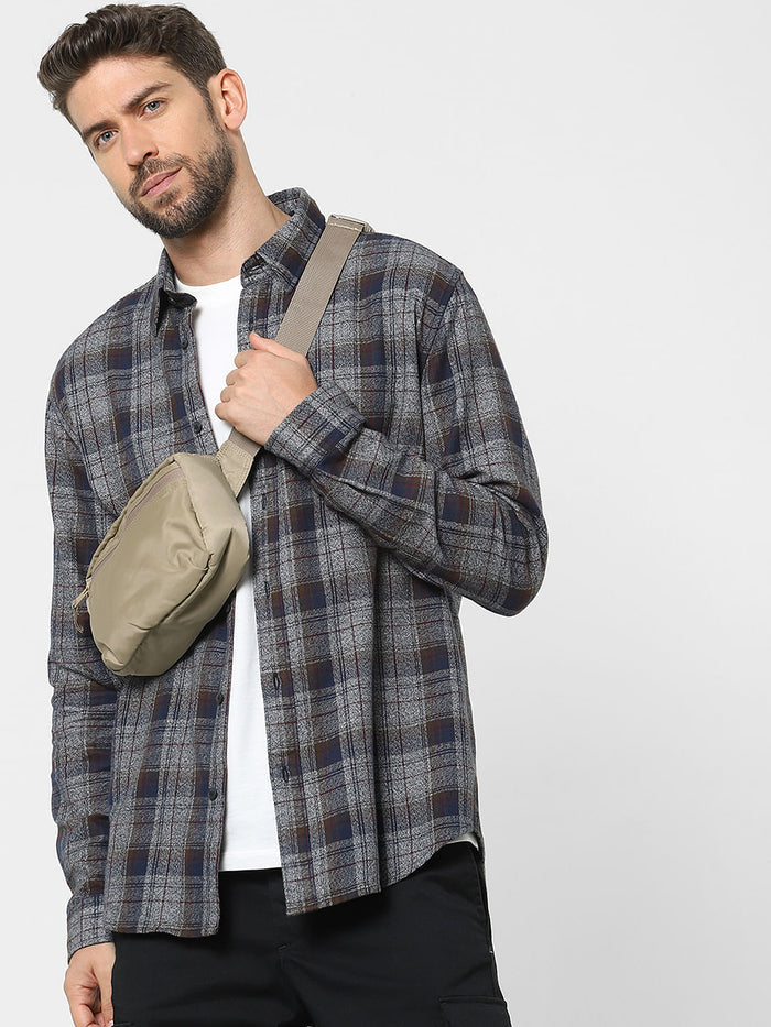 Grey Check Organic Cotton Full Sleeves Shirt