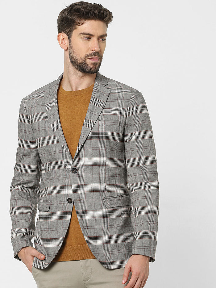 Grey Check Slim Fit Blazer