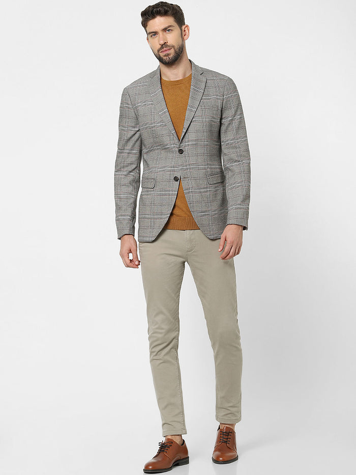 Grey Check Slim Fit Blazer