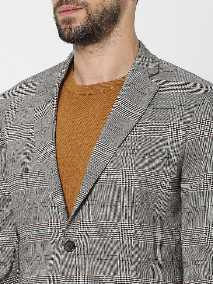 Grey Check Slim Fit Blazer
