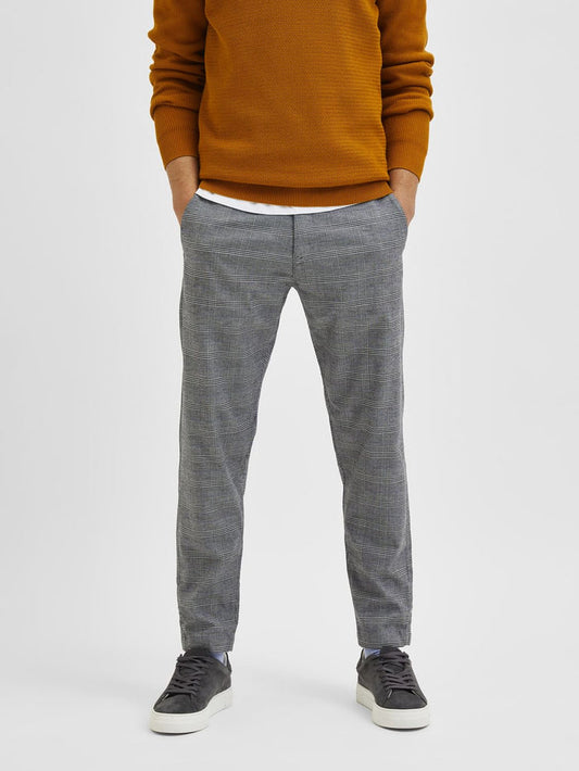 Grey Checks Slim Fit Trousers
