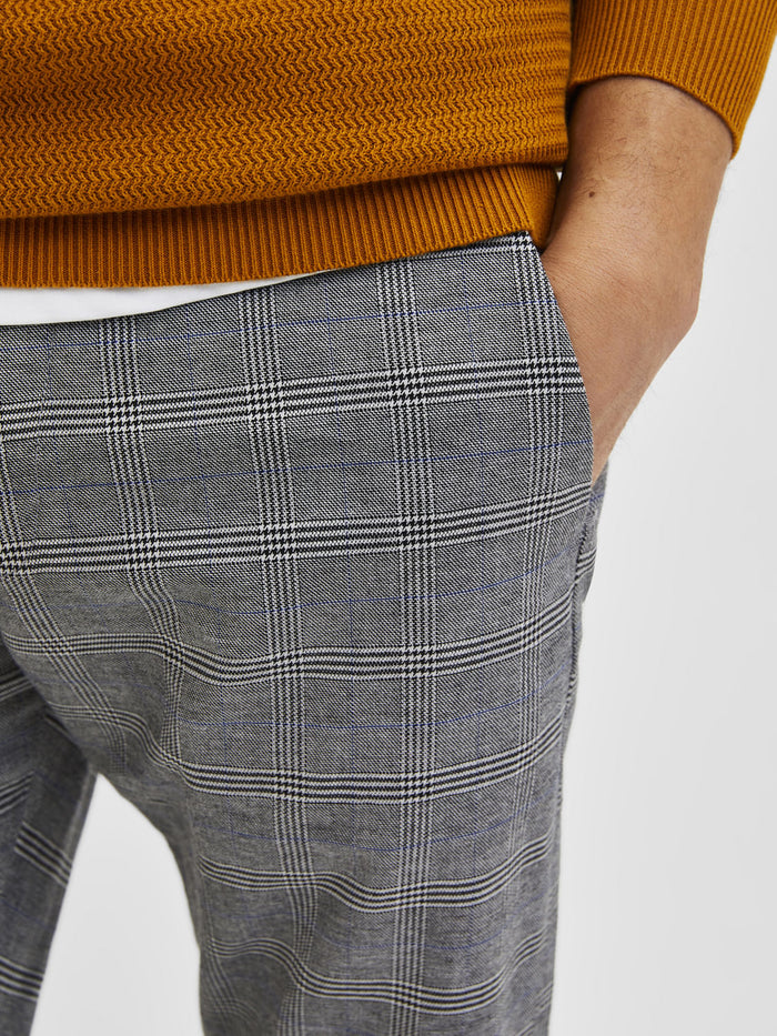 Grey Checks Slim Fit Trousers