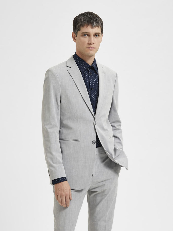 Grey Double Button Suit-Set Blazer