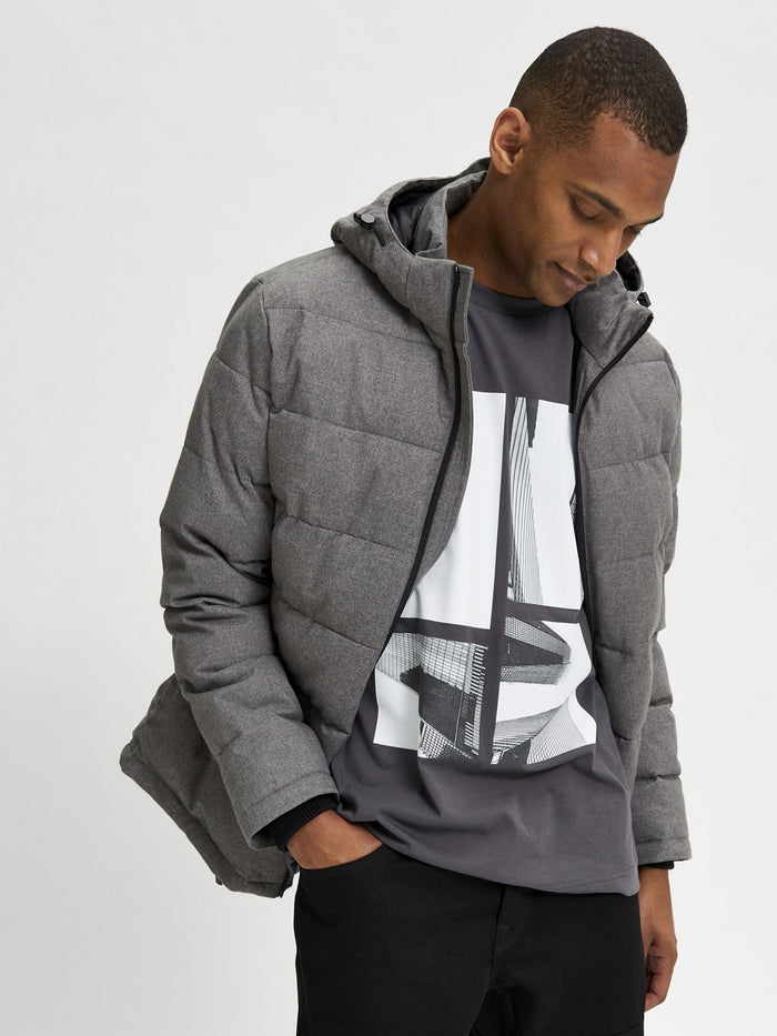 Grey Graphic Print Crew Neck T-Shirt