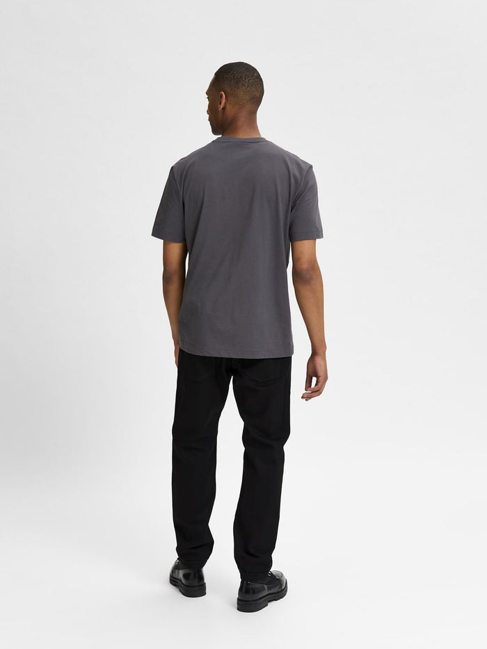 Grey Graphic Print Crew Neck T-Shirt