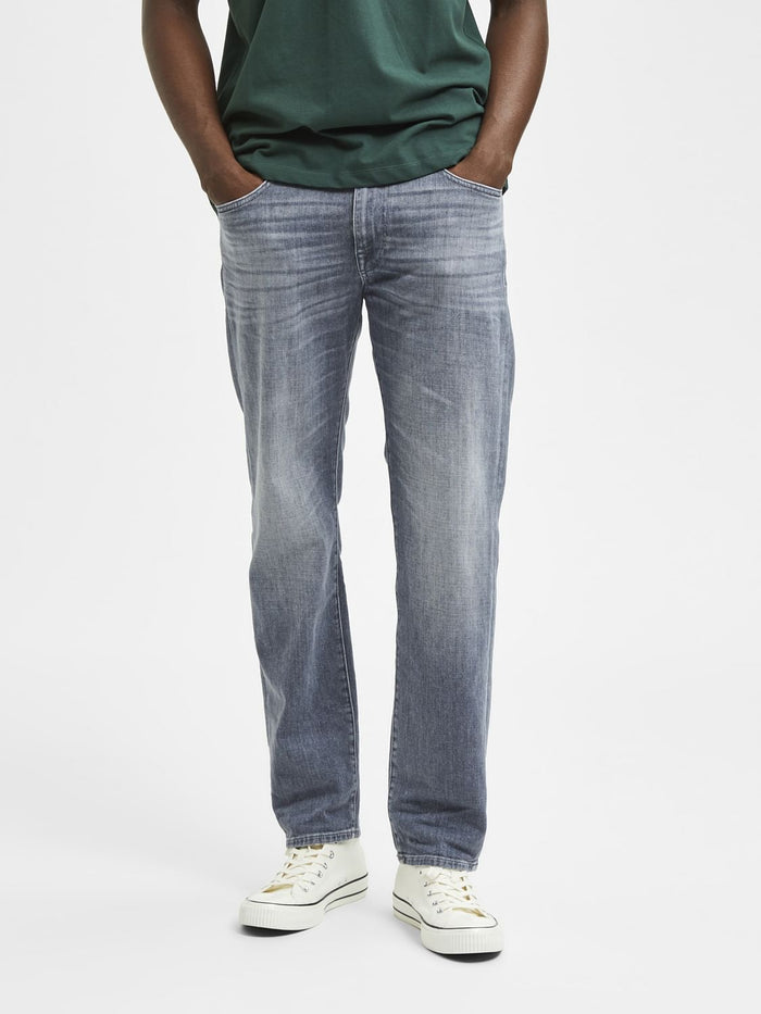 Grey Mid Rise Straight Jeans