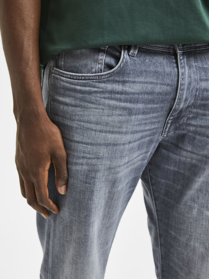 Grey Mid Rise Straight Jeans