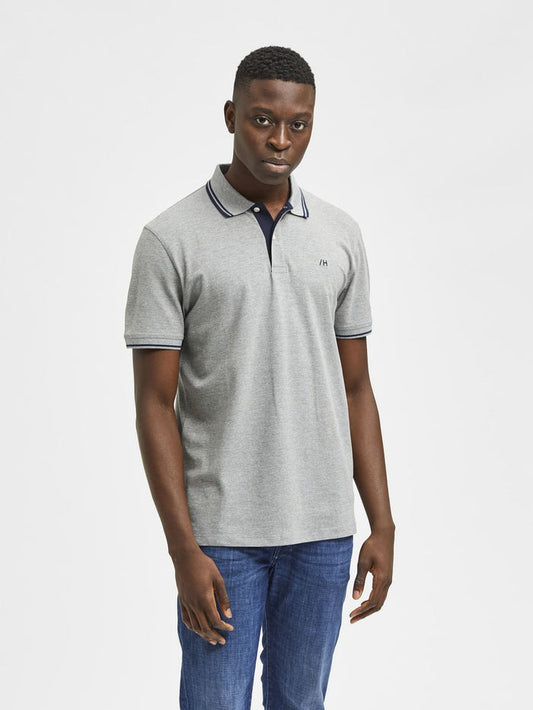 Grey Organic Cotton Polo Neck T-Shirt