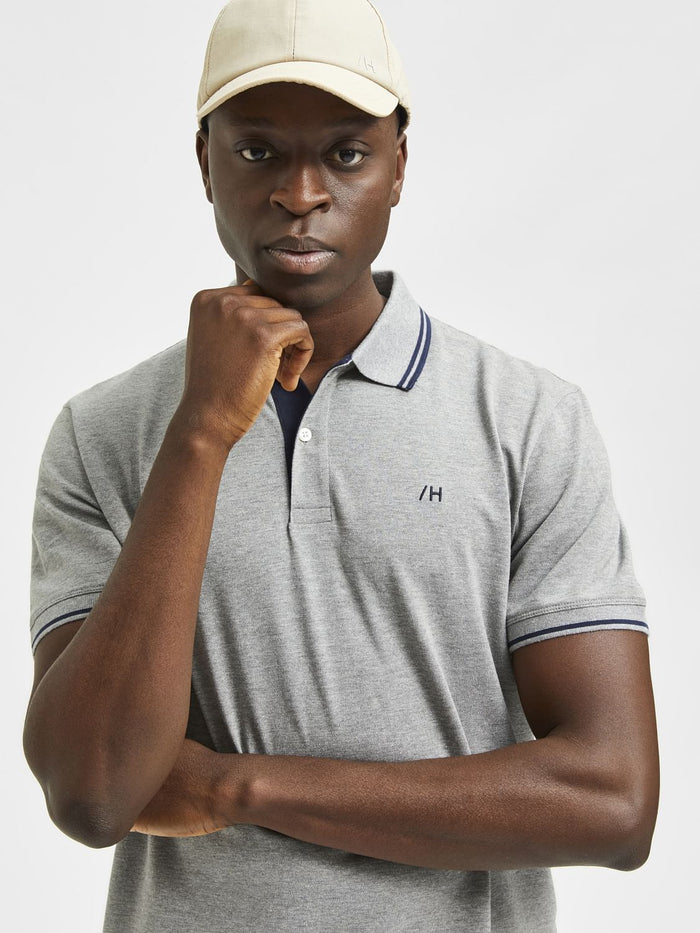 Grey Organic Cotton Polo Neck T-Shirt