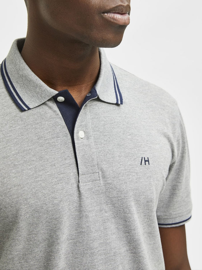 Grey Organic Cotton Polo Neck T-Shirt