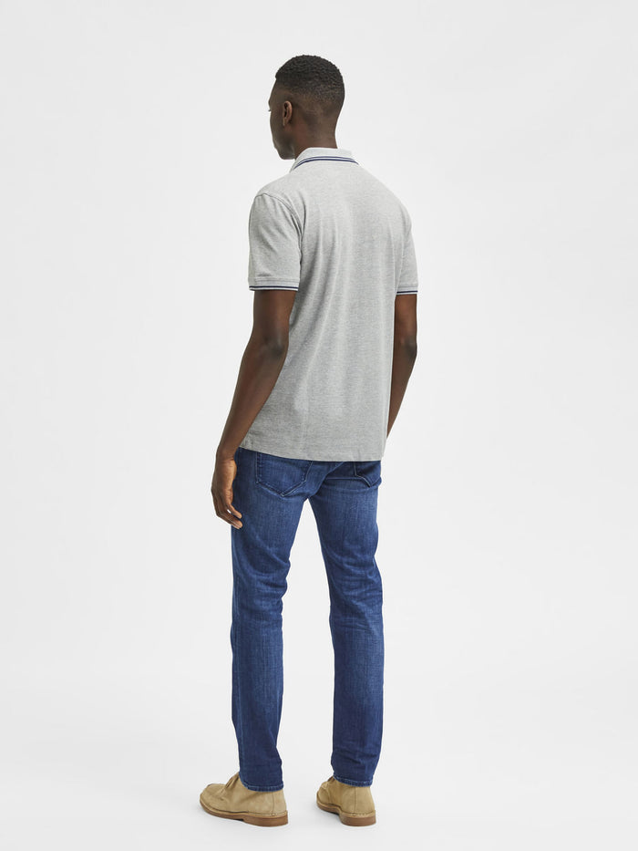 Grey Organic Cotton Polo Neck T-Shirt