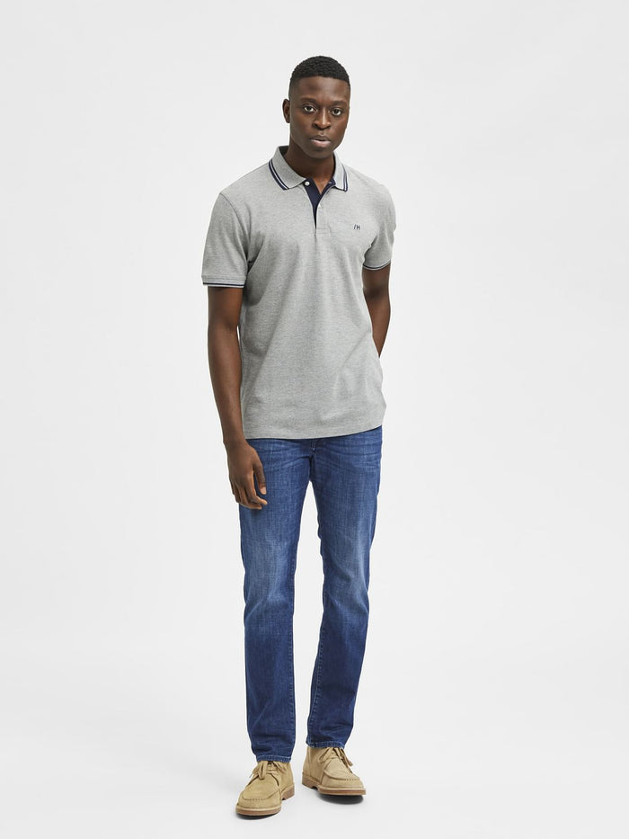 Grey Organic Cotton Polo Neck T-Shirt