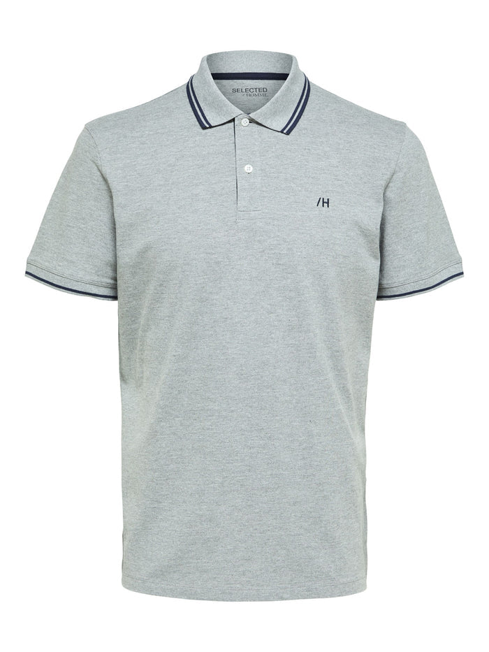 Grey Organic Cotton Polo Neck T-Shirt