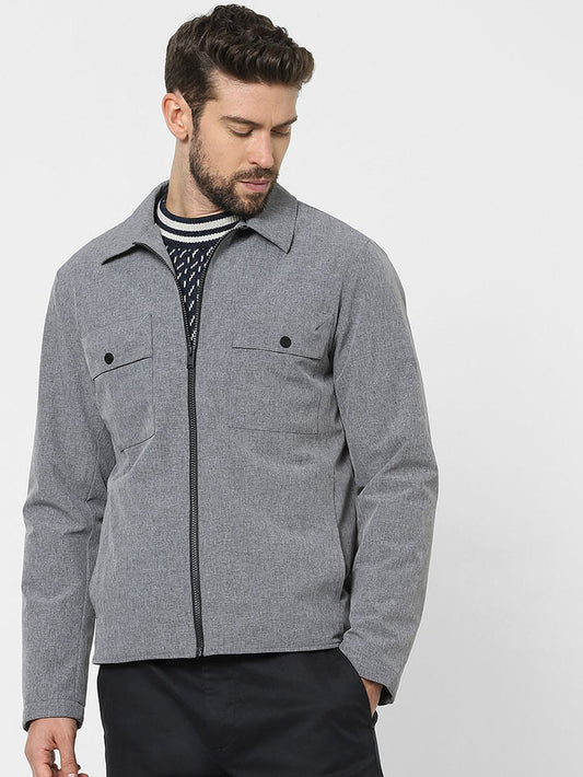Grey Solid Jacket