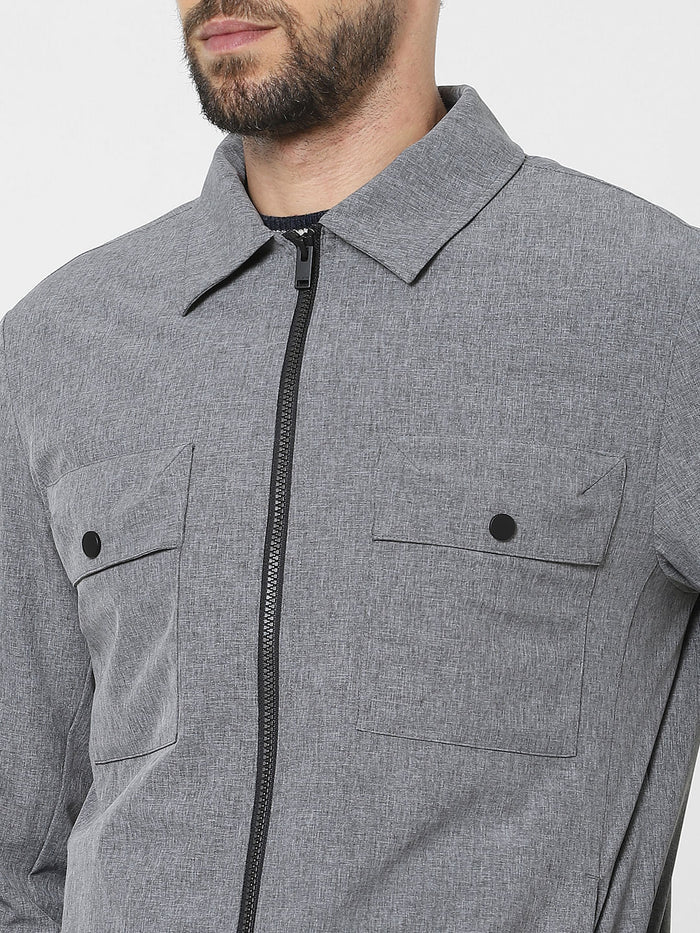 Grey Solid Jacket