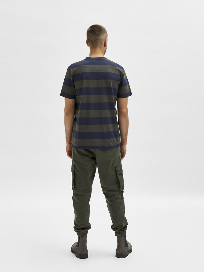 Grey Striped Crew Neck T-Shirt