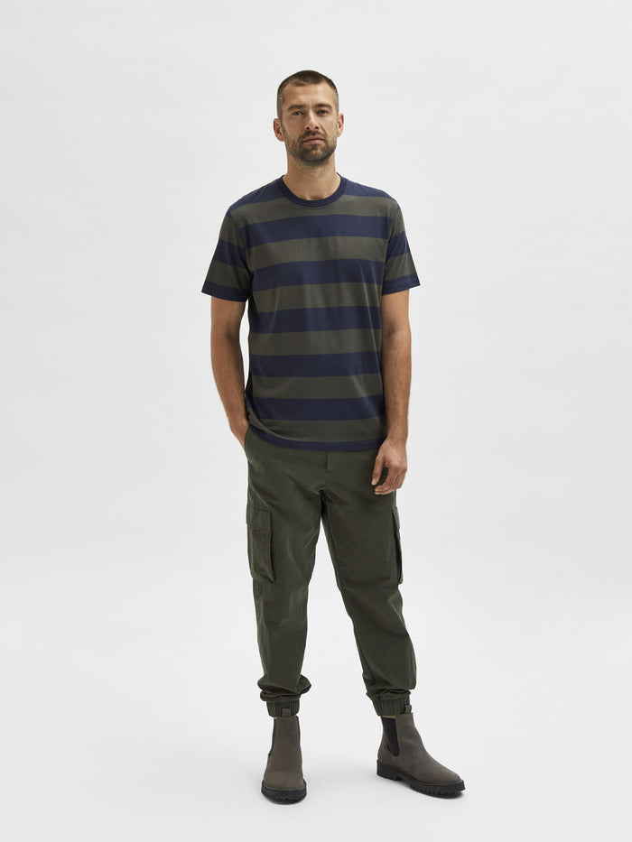 Grey Striped Crew Neck T-Shirt
