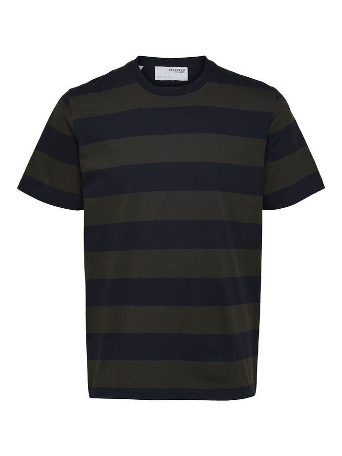 Grey Striped Crew Neck T-Shirt