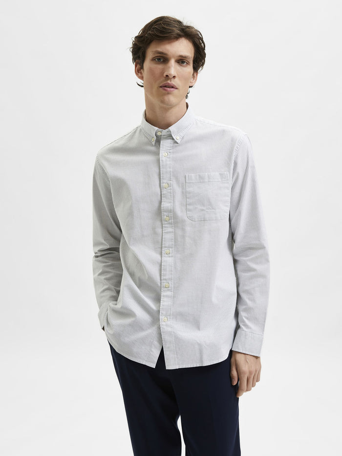 Grey Striped Organic Cotton Full Sleeves Shirt
