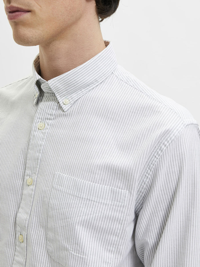 Grey Striped Organic Cotton Full Sleeves Shirt