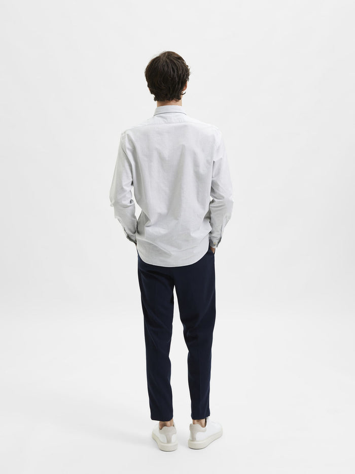 Grey Striped Organic Cotton Full Sleeves Shirt