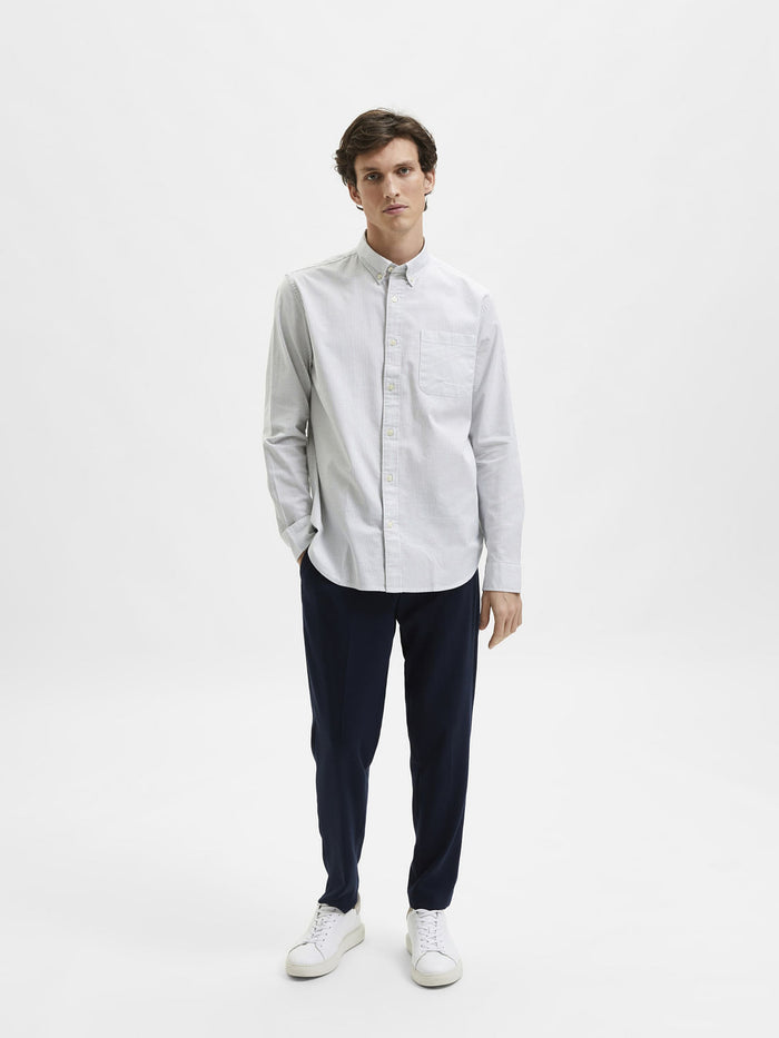 Grey Striped Organic Cotton Full Sleeves Shirt