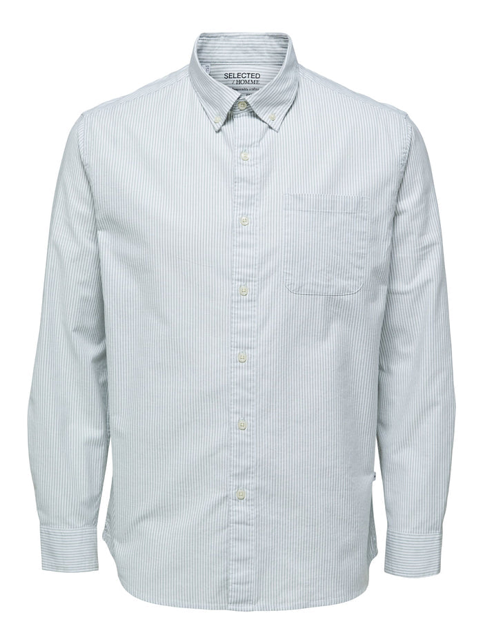 Grey Striped Organic Cotton Full Sleeves Shirt