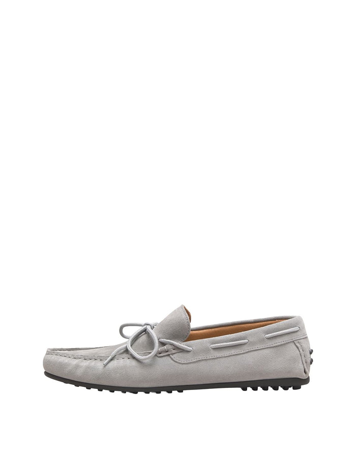 Grey Suede Loafers