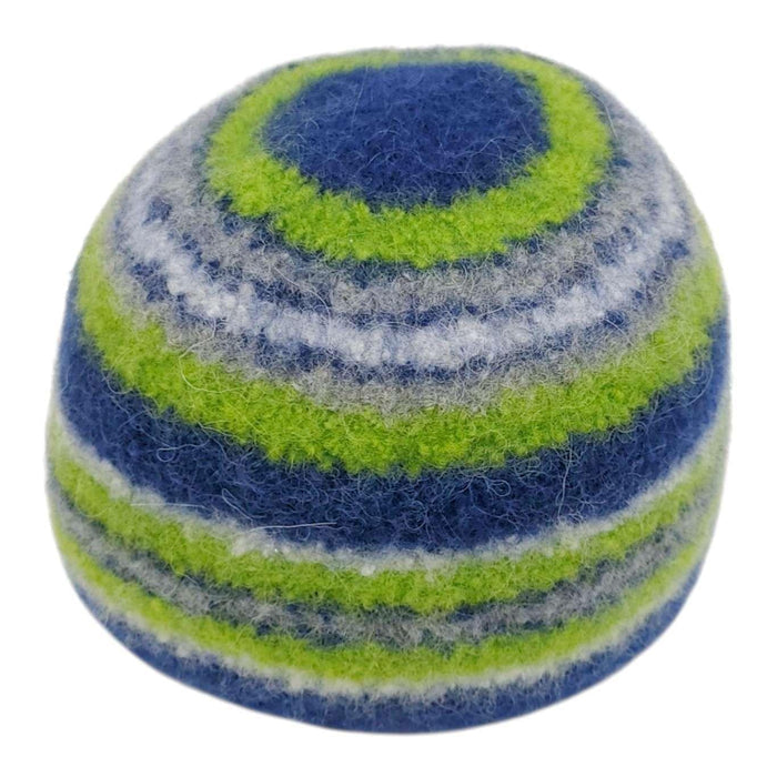 Hat - Felted Wool Cap in Blue Green Stripe (Assorted Sizes) by Snooter-doots