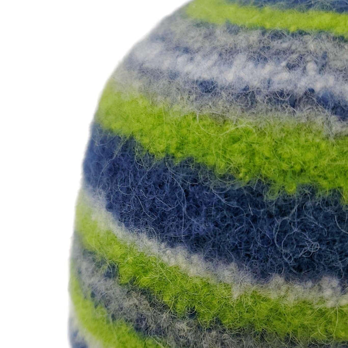 Hat - Felted Wool Cap in Blue Green Stripe (Assorted Sizes) by Snooter-doots