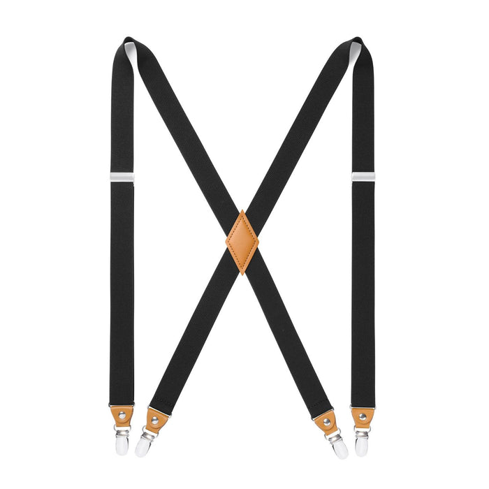 1.0 inch Adjustable Suspender with 4 Clips - BLACK