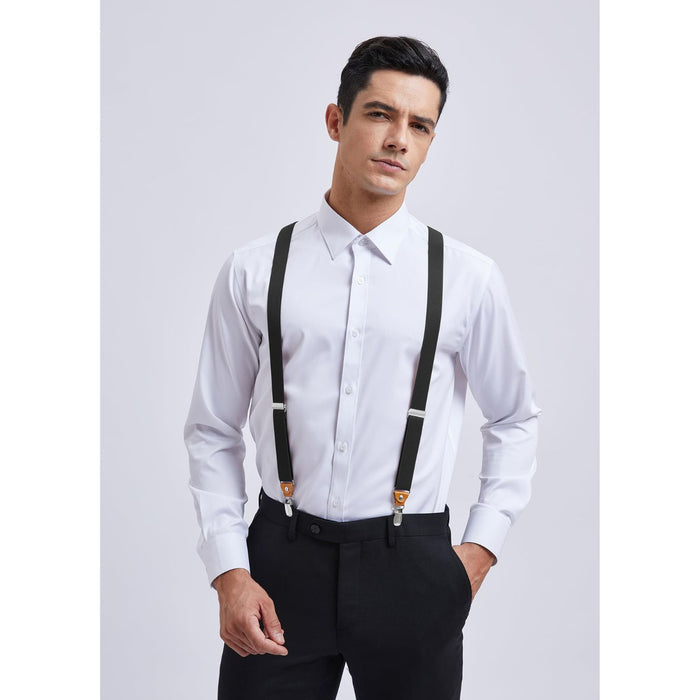 1.0 inch Adjustable Suspender with 4 Clips - BLACK